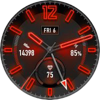 12 Hour Red Watch face<br>
Huawei/Honor 46mm